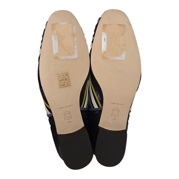 Tory Burch Jessa Stripe Mesh Loafer In Perfect Navy Multi Gold Chain Not Worn 9 - Picture 5 of 11